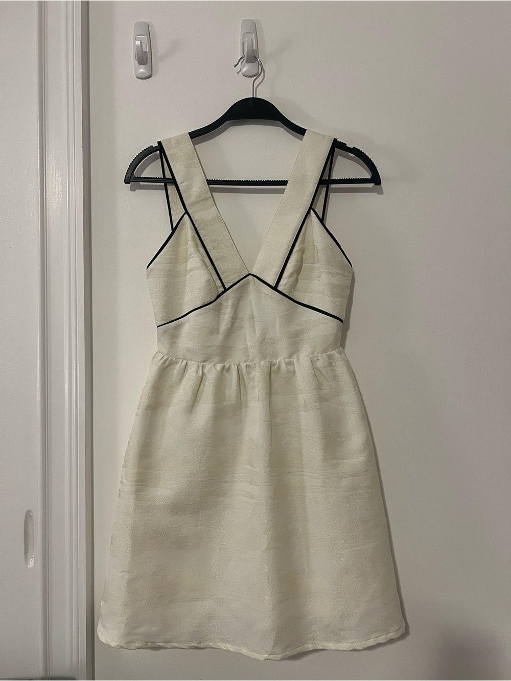 H&M Ivory Mini Dress with Black Piping